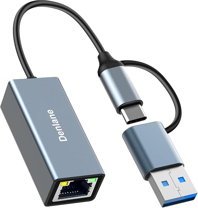 USB 3.0 to Ethernet Adapter, Ethernet to USB C Adapter 2-in-1, RJ45 Gigabit by TransferInformationSimpler