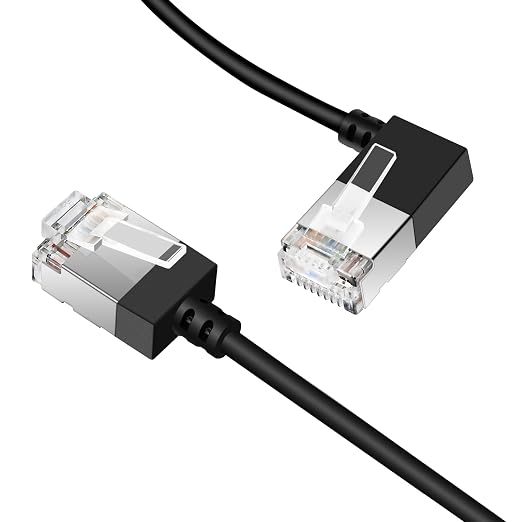 Ultra Slim 90° Degree Cat 6A Ethernet Cable Left Angled 25 Feet 2Pack, 10Gbps - Image 2