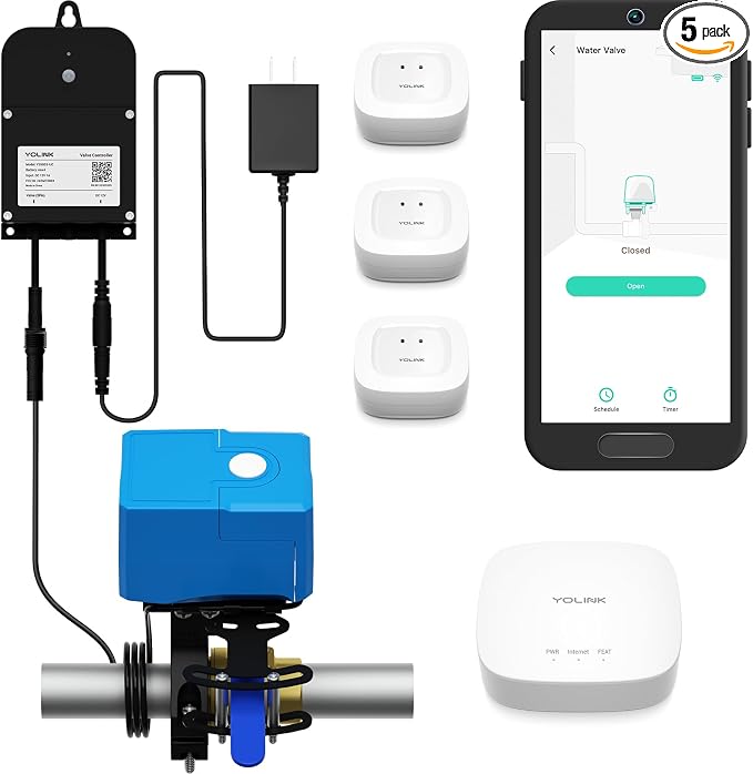 YoLink Smart Water Leak Protection System Kit: Bulldog Valve Robot, Smart Valve by YoLink