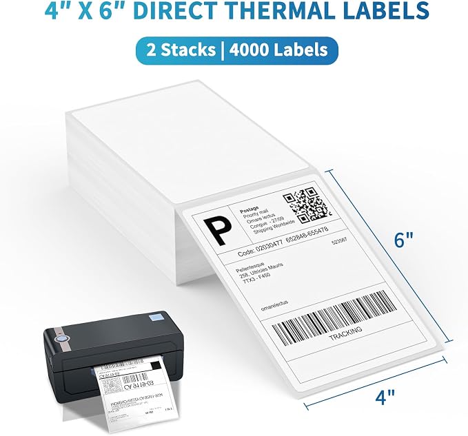 9527 Product 4" x 6" Zebra Fanfold Direct Thermal Shipping Labels, 2 Stacks - Image 3