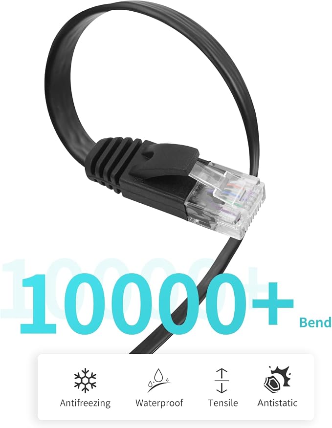 REXUS Retractable Cat 6 Flat Ethernet Network Cable 3.3 & 6.6 FT Combination - Image 6