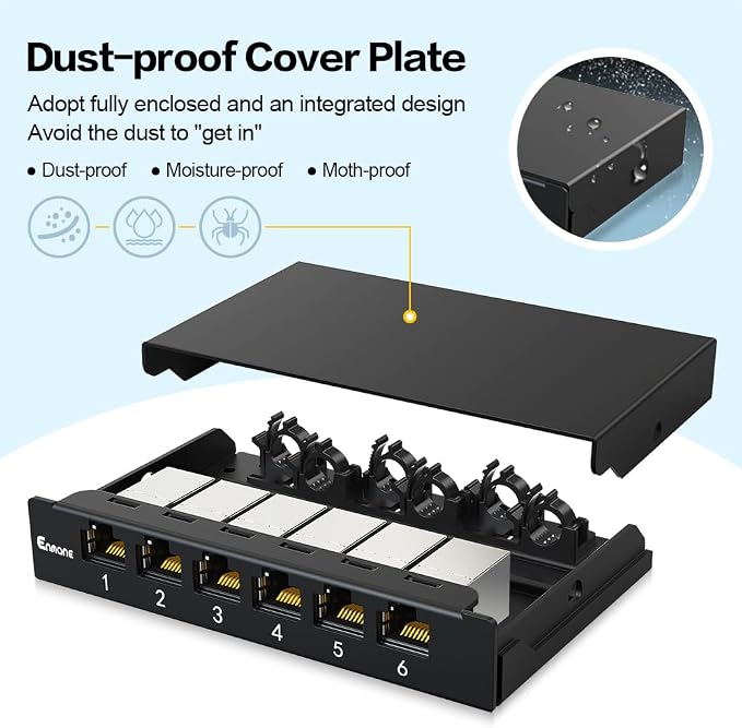 6 Port Patch Panel 0.5U CAT6A Keystone Patch Panel Shielded - Image 4