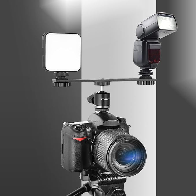 UTEBIT 8 inch Flash Bracket, Dual Camera Mount Flash Bracket Extension Bar - Image 6