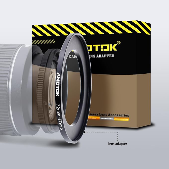 72mm Lens to 77mm Camera Lens Adapter, 72mm to 77mm Filter Step up Ring Adapter by AMOTOK