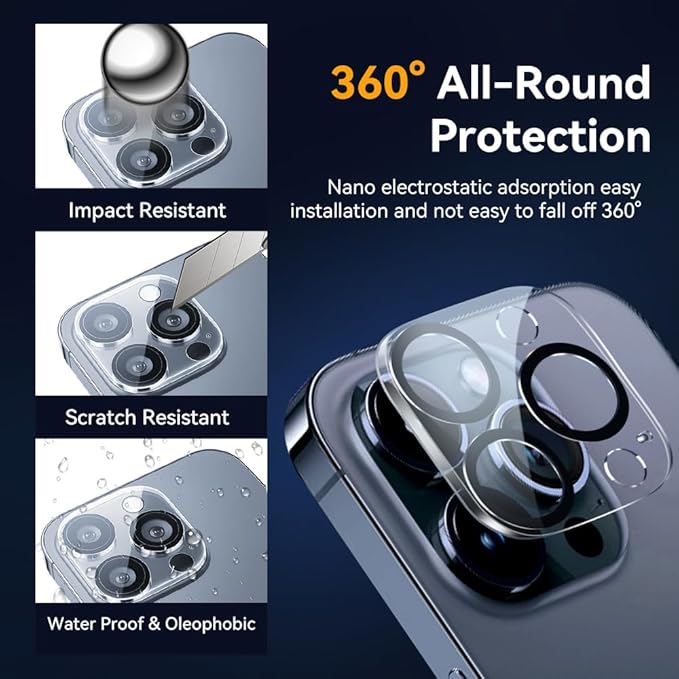 Camera Lens Protector for iPhone 16 pro 6.3 / iPhone 16 pro max 6.9, 9H - Image 2
