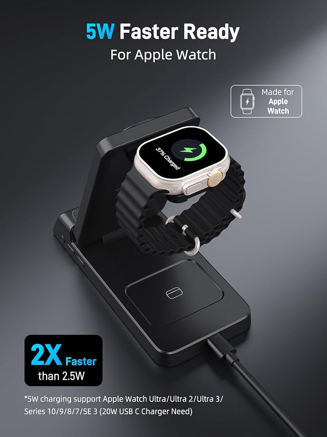 3 in 1 Charging Station for Apple, ELECDOV Magnetic Charger for iPhone - Image 6