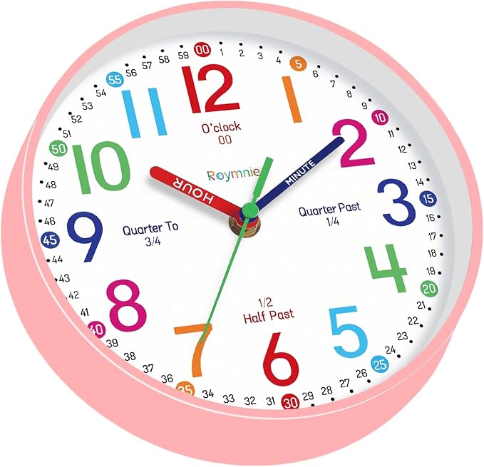Roymnie Wall Clock 8 Inch for Kids Learning to Tell Time Easily Non Ticking - Image 7