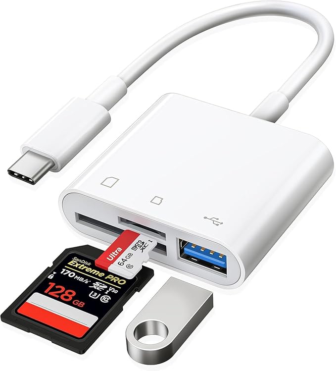 RayCue USB C to Micro SD TF Memory Card Reader, 3-in-1 USB C Camera Card Reader by RayCue