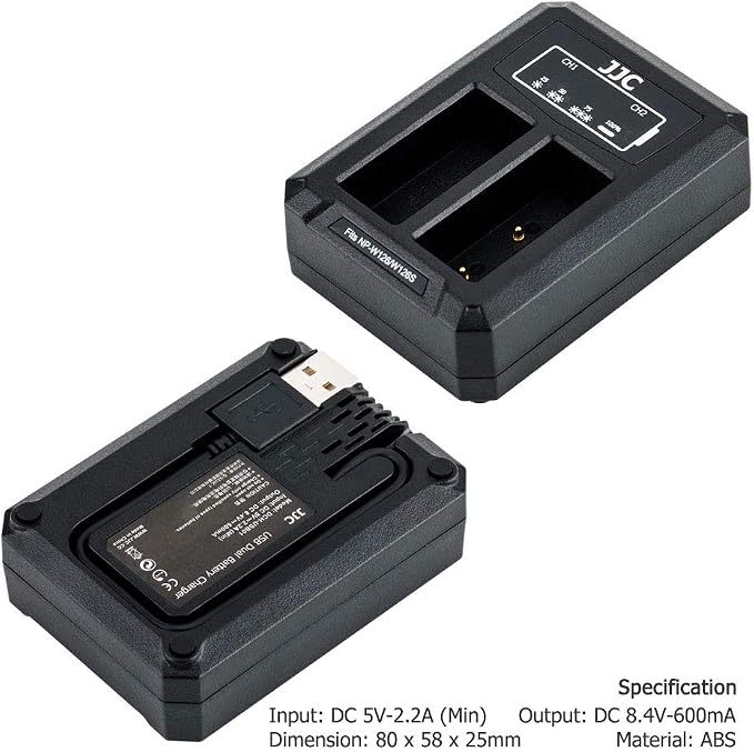 JJC NP-W126 NP-W126S Battery Charger USB Dual Slot - Image 2