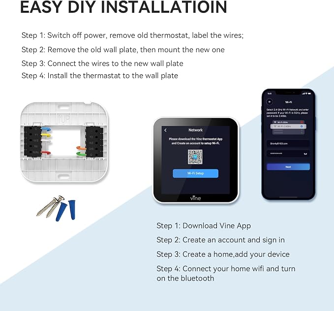 vine Smart Thermostat Larger Color Screen Thermostats - Image 7