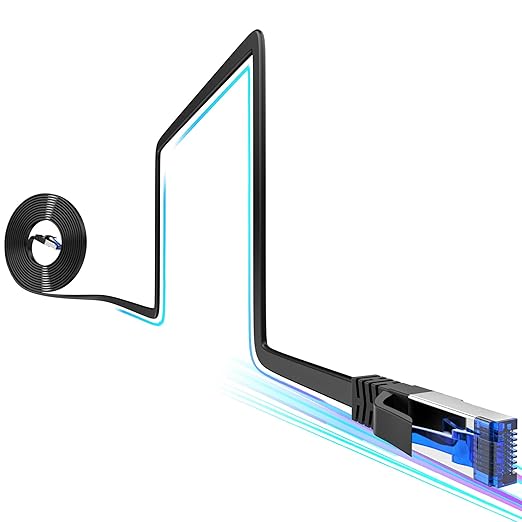 Cat8 Flat Ethernet Cable 6 FT Indoor & Outdoor, Invisable Ultra-Thin Ethernet by 10Gsupxsel