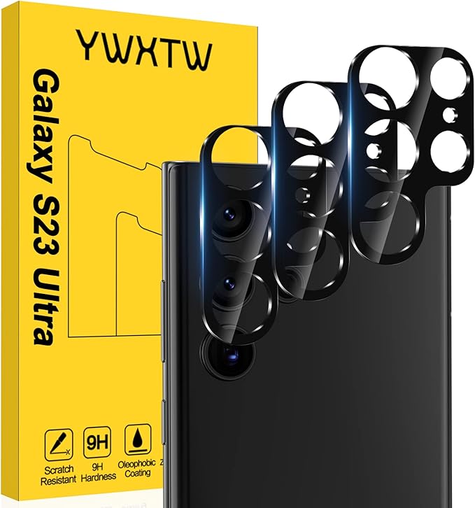 YWXTW 3 Pack for Samsung Galaxy S23 Ultra Camera Lens Protector, 9H Tempered by YWXTW
