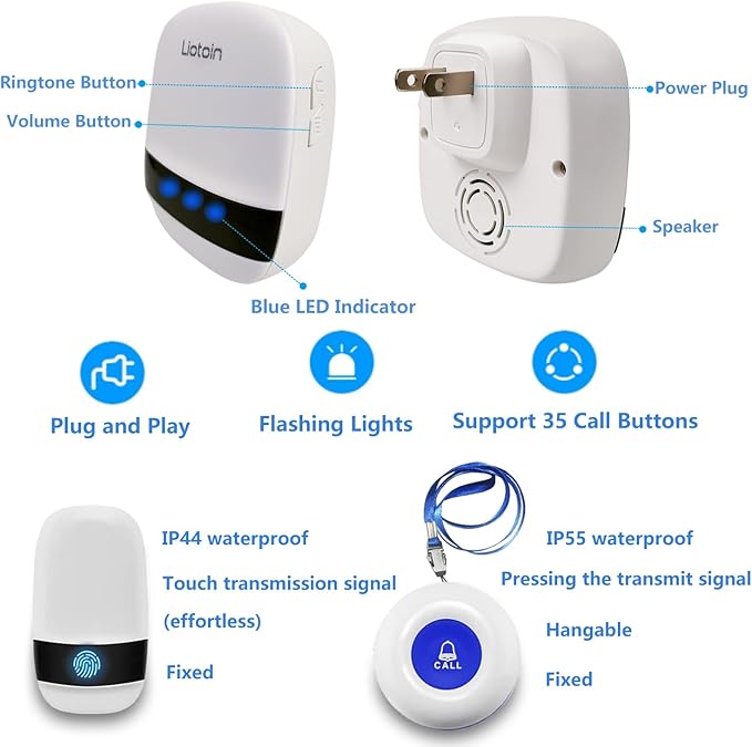 Caregiver Pager Wireless SOS Call Button Nurse Alarm System - Image 3