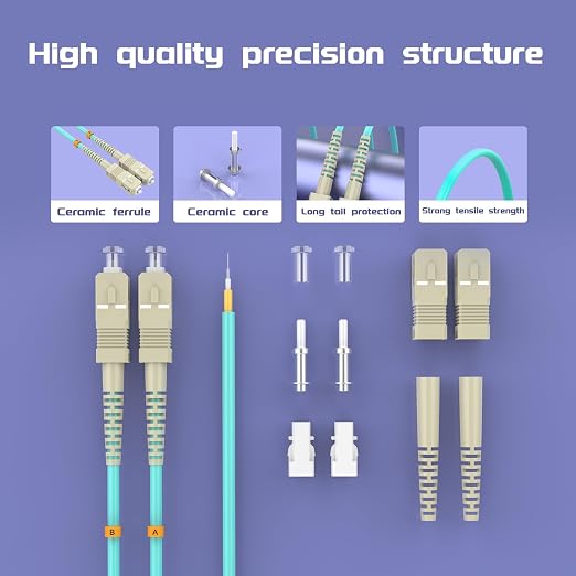 Fiber Patch Cable 196ft/60meters SC/UPC to SC/UPC OM3 10Gb/Gigabit MultiMode - Image 4