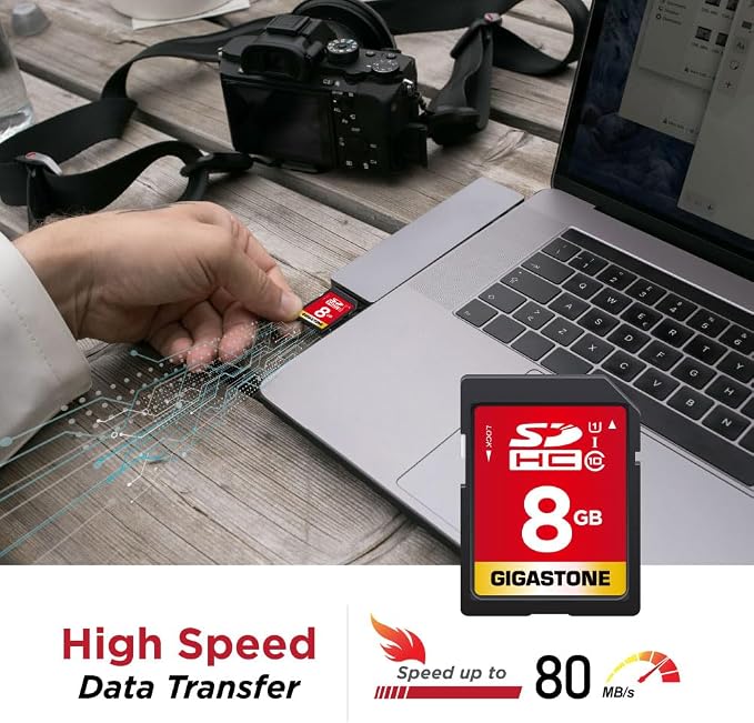 GIGASTONE 8GB SD Card 10-Pack UHS-I U1 Class 10 SDHC Memory Card Full HD Video - Image 3