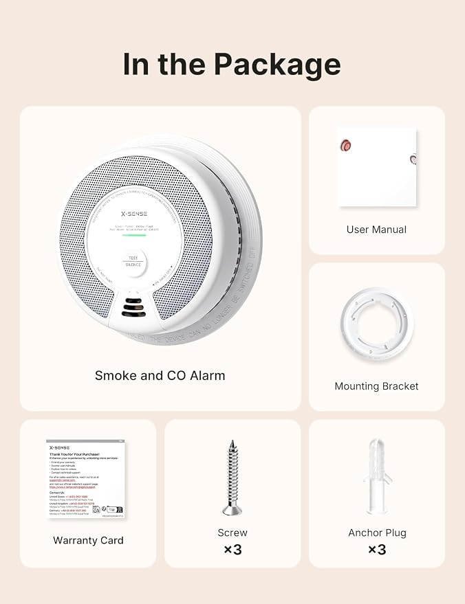 X-Sense Smoke Detector Carbon Monoxide Alarm Combo 10-Year Battery, UL 217 & UL - Image 9
