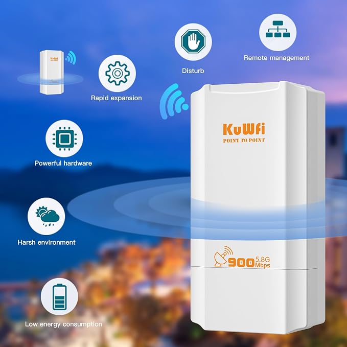 KuWFi 5.8G Wireless Network Ethernet Bridge, Long Range Transmission WiFi - Image 5