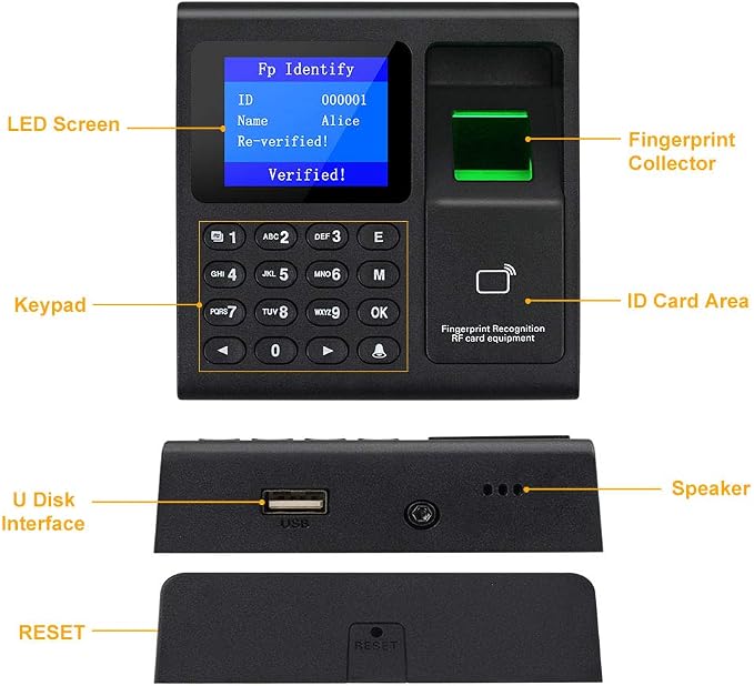 RFID Access Control System Kit: Employee Fingerprint Time & Attendance Terminal - Image 6