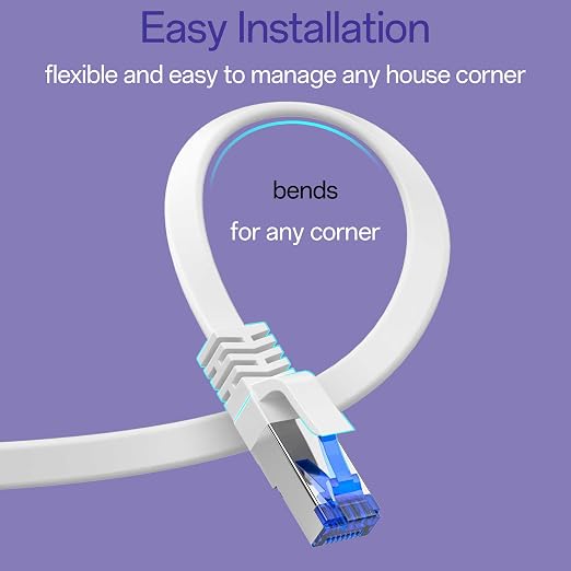 Cat8 Flat Ethernet Cable 35 FT Indoor & Outdoor, Invisable Ultra-Thin Ethernet - Image 5