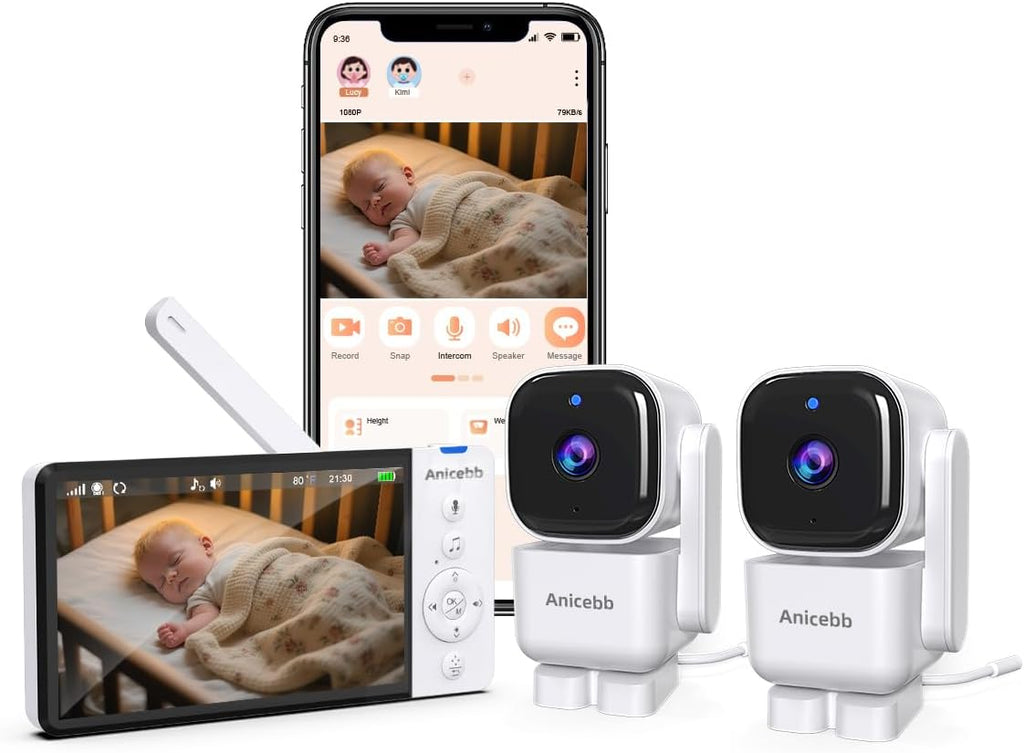 Smart Baby Monitor with 2 Cameras and Phone App, Dual Mode, Auto Motion Tracking by Unknown