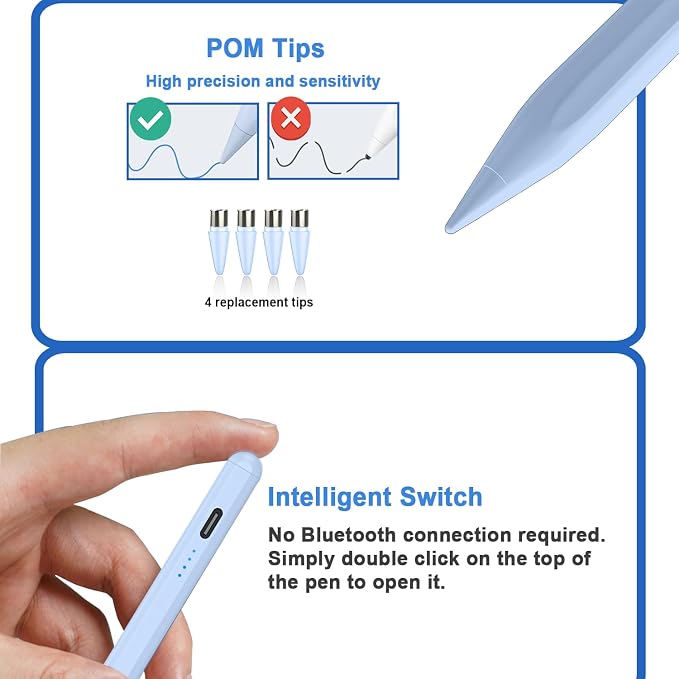 Stylus Pens for Touch Screens Power-Display Tablet Pen POM Tip Magnetic Digital - Image 6