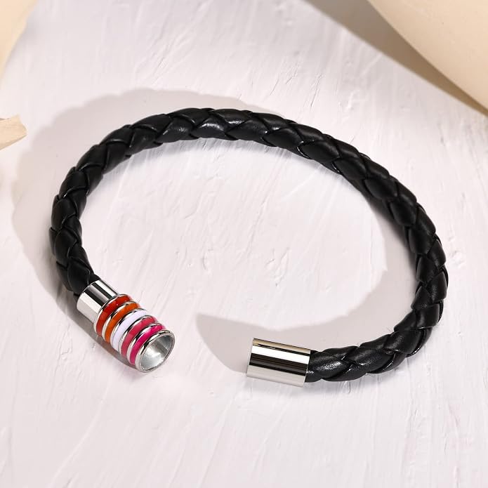 Nanafast Titanium Stainless Steel Rainbow LGBT Pride Bracelet Handmade Braided - Image 4