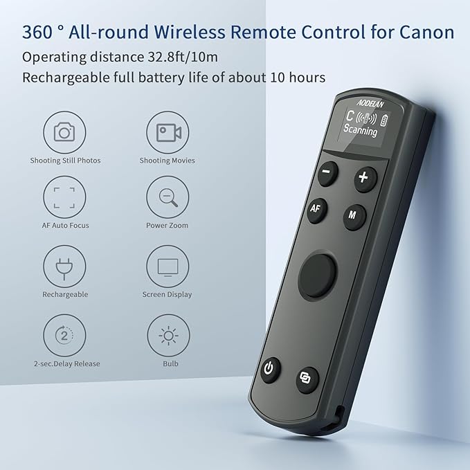AODELAN for Canon Rechargeable Wireless Shutter Release Camera Remote Control - Image 2
