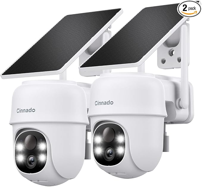 2K Cameras for Home Security-2.4G WiFi Outdoor Camera Wireless Solar/Battery by Cinnado