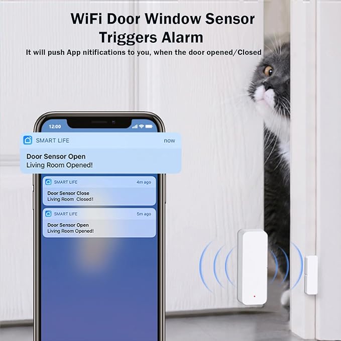WiFi Door Sensor Window Detector: Smart Window Contact Sensor, Wireless - Image 2