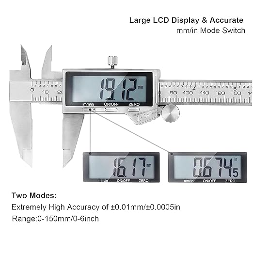 Digital Caliper Measuring Tool, IP54 Waterproof Stainless Steel Vernier Caliper - Image 3