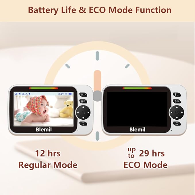 Blemil Baby Monitor with 30-Hour Battery, 3500mAh Battery, Remote Pan/Tilt/Zoom - Image 3