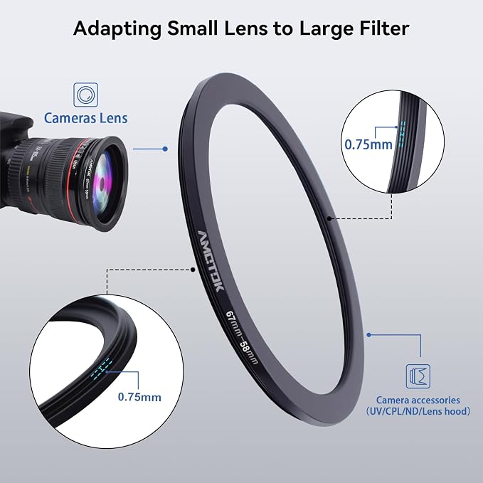 67mm Lens to 58mm Camera Lens Adapter, 67mm-58mm Filter Step-Down Ring - Image 4