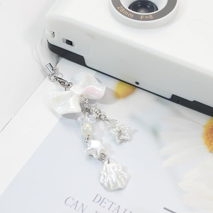 CMVFYL Beaded Camera Wrist Strap, Cute Phone Charms Strap, Pearl Bracelet Wrist - Image 6