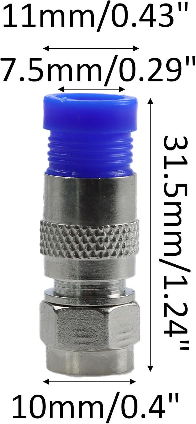12Pcs RG6 F Type Connector Coaxial Compression Fitting, Cable Modem, Aerial - Image 3