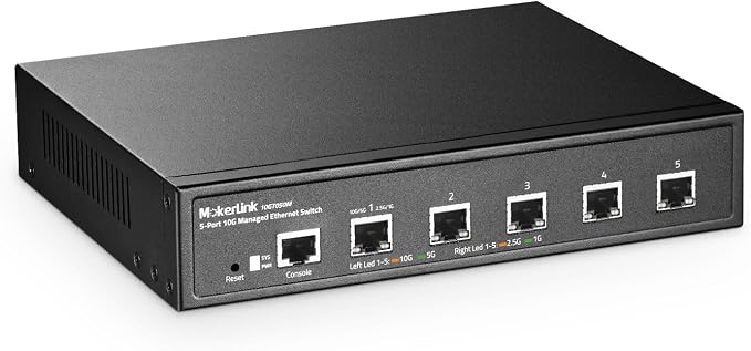 MokerLink 5 Port 10G Managed Ethernet Switch, 10G/5G/2.5G/1G Auto-Adaptive by MokerLink