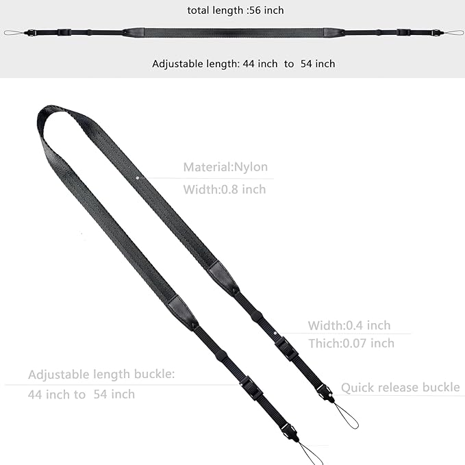 Camera Neck Strap/Thin Camera Strap or Binoculars Strap Black - Image 5