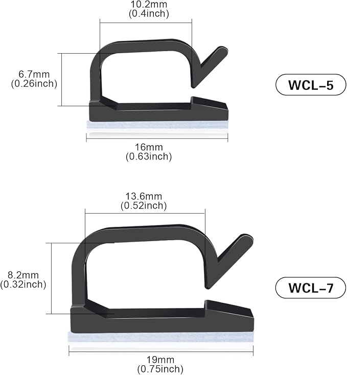 XHF 5/8” Adhesive Cable Wire Clips Black 60PCS, Cable Staples Outdoor Cable - Image 2