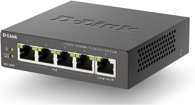 D-Link 5-Port Gigabit PoE+ Unmanaged Ethernet Switch, - Image 2