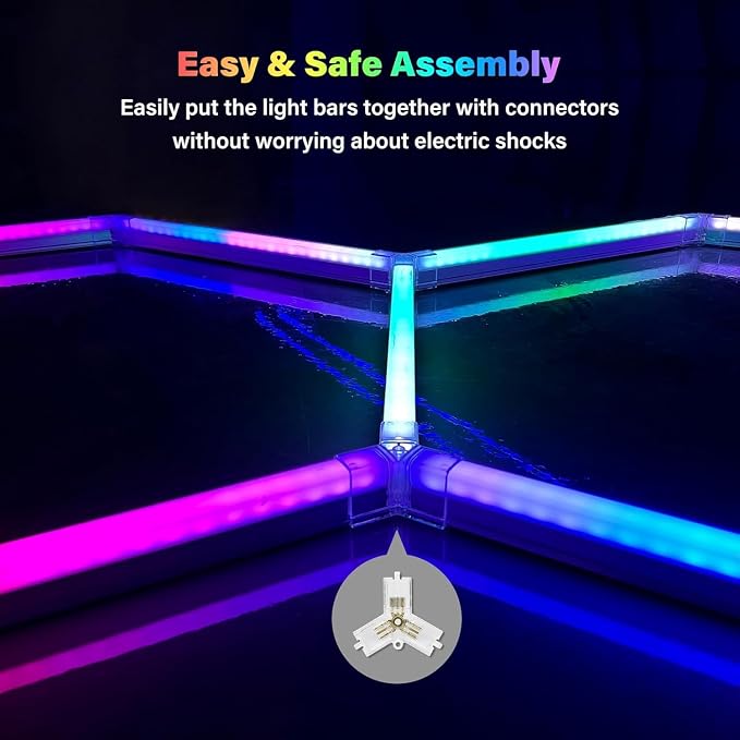 RGB 5 Pack Hexagon, 24 Pack Tube Lights, RGB Garage LED Tube Light, 358 Color - Image 4
