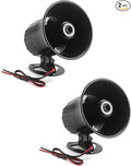 QWORK Electric Siren Horn, 2 Pack DC 12V Security Loud Wired Alarm Siren by QWORK