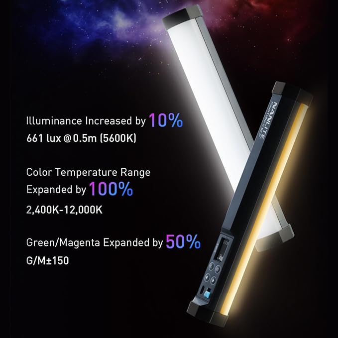 NANLITE PavoTube II 6CP LED RGB Tube: 2400K-12000K Broader Color Temperature - Image 4