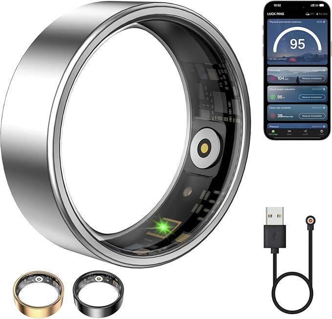 Smart Ring for Women & Men, Featuring Stress and Sleep Monitoring Functions by Unknown