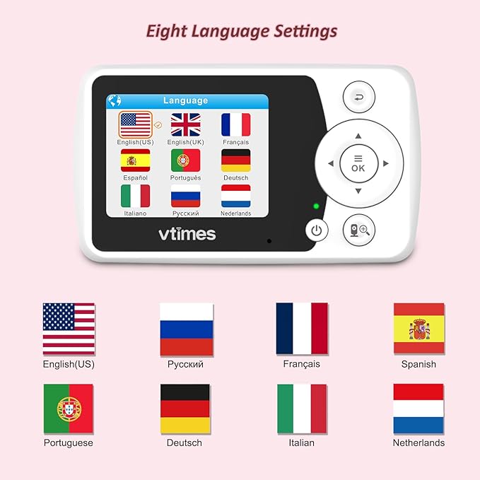 VTimes Baby Monitor with Camera and Audio, No WiFi, 2.4" LCD Screen, Two-Way - Image 4