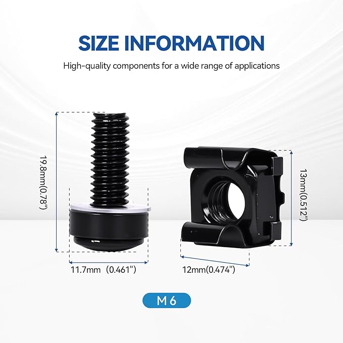 60-Pack M6 x 20mm Rack Mount Screws and Cage Nuts - Image 2