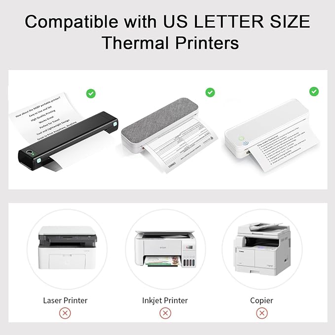 Thermal Printer Paper 8.5 x 11 Inch, 100 Sheets US Letter Size Thermal Paper - Image 6