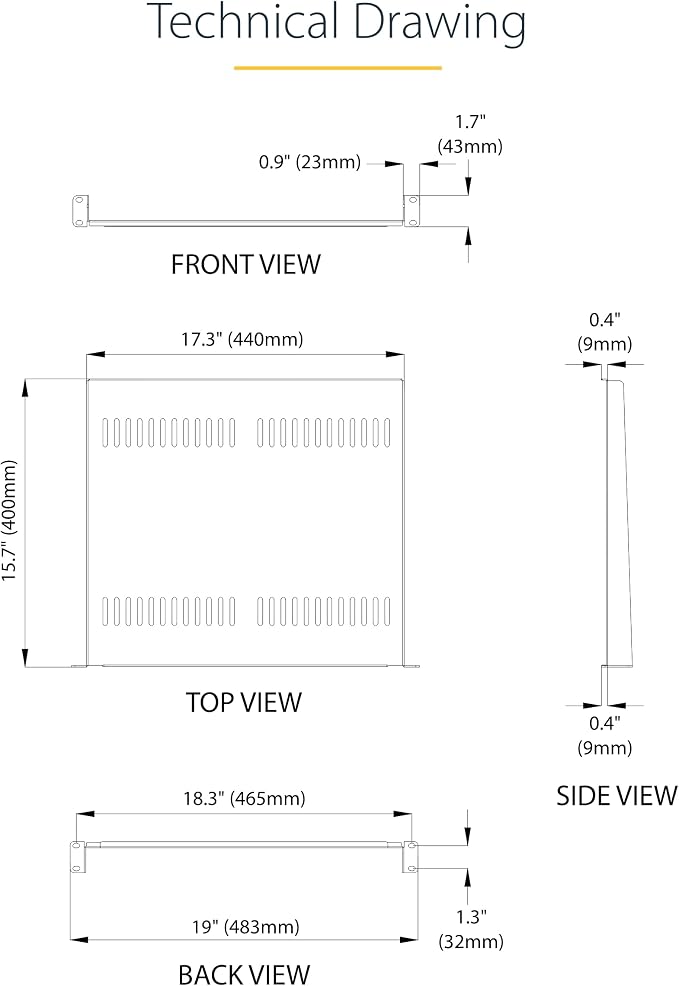 StarTech.com 2-Pack 1U Server Rack Shelf, Vented Rack Mount Cantilever Shelf - Image 9