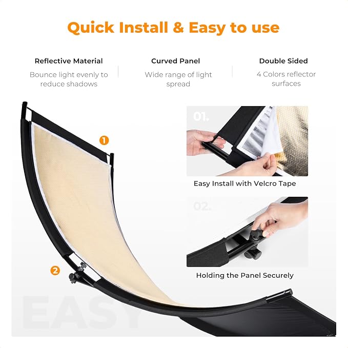 K&F CONCEPT U-Shape Reflector Curved Reflector 180x60cm - Image 5