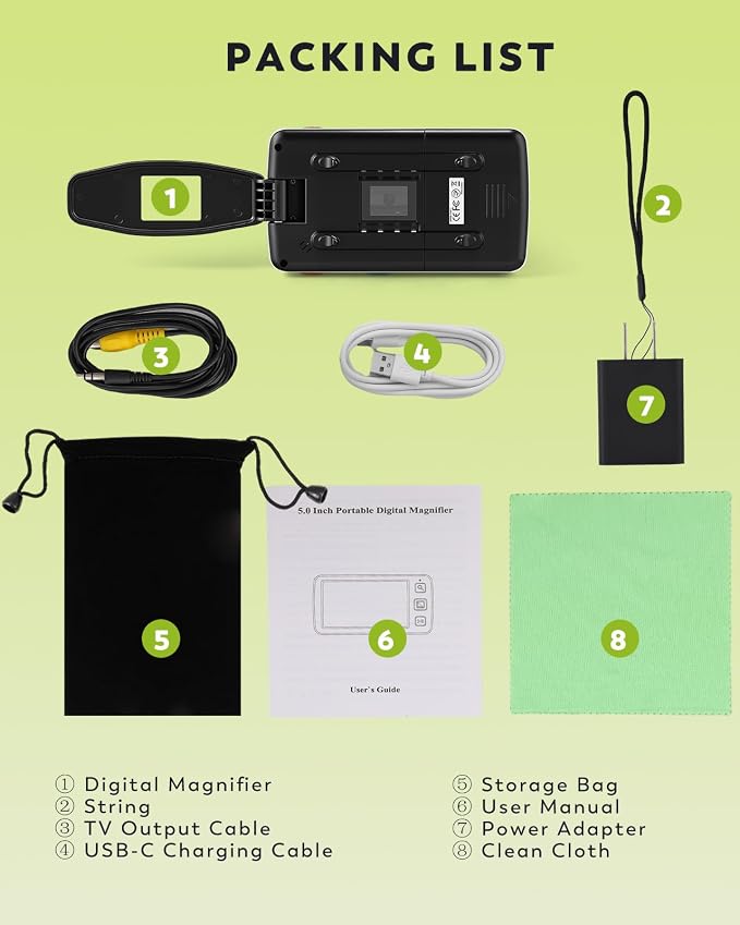 5.0 Inch Portable Digital Magnifier, 4X-32X Zoom Electronic Reading Aid - Image 7