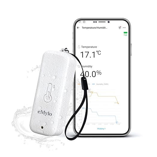 eMylo Zigbee Temperature and Humidity Sensor, IP65 Indoor Outdoor Thermometer by eMylo