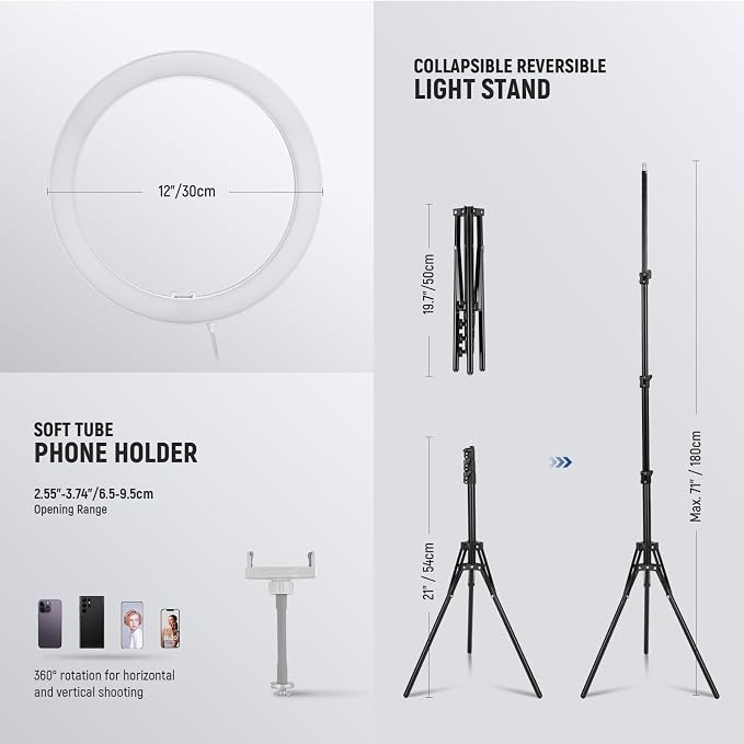 NEEWER RH12B Pro 12" 30W High Power LED Ring Light - Image 6